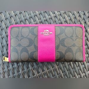 Coach Leather Zip Around Wallet